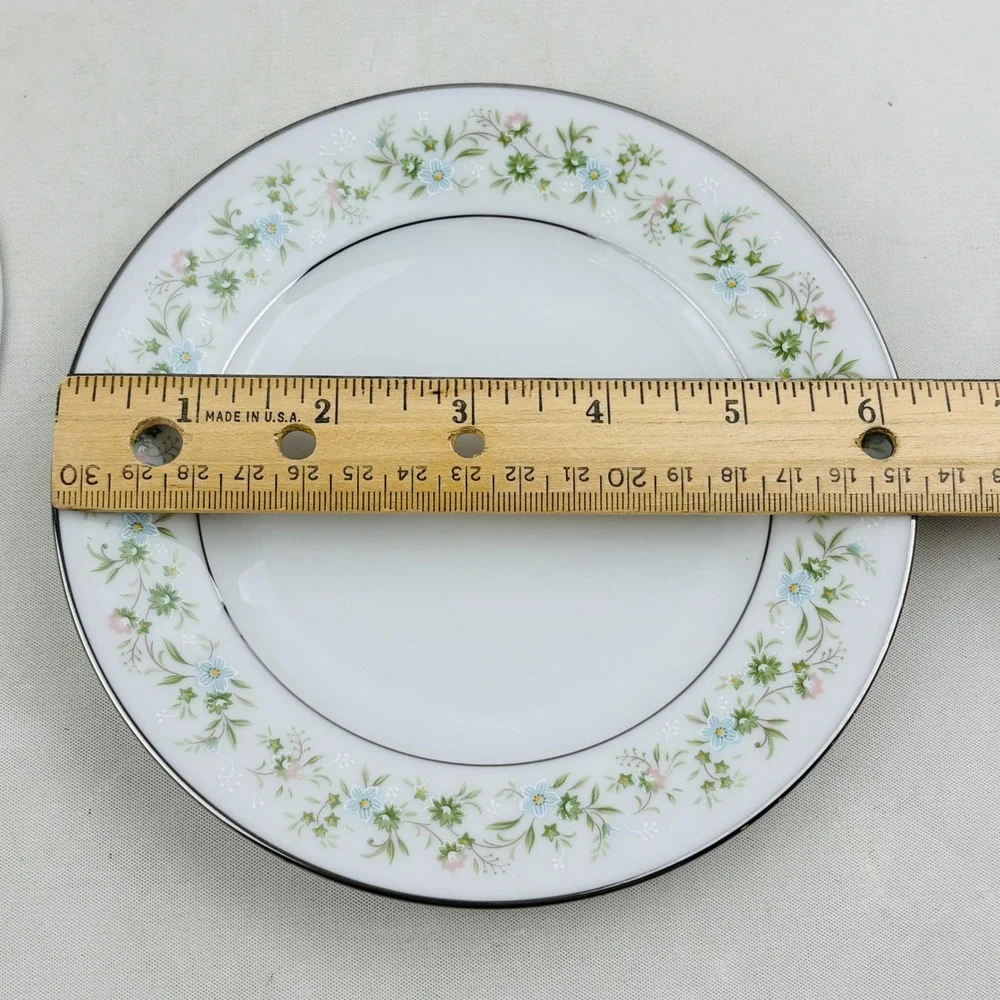Noritake Savannah Bread Butter Plate Set of 7 Floral Platinum‎ Rim Japan